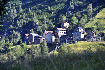 Fototapeta na wymiar Small villages in Valseia, above Fobello