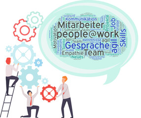 Sprechblase als Wordcloud People@work Illustration - modernen Arbeitswelt