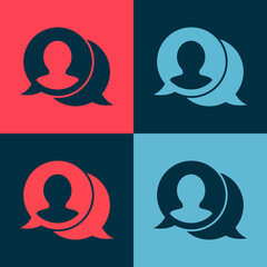 Pop art Speech bubble chat icon isolated on color background. Message icon. Communication or comment chat symbol. Vector.