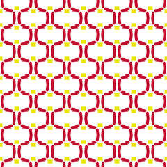 Vector seamless pattern texture background with geometric shapes, colored in red, yellow, white colors.
