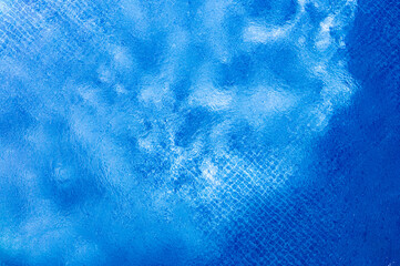 Large above ground metal frame swimming pool top view of water surface