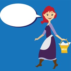 woman holding milk can