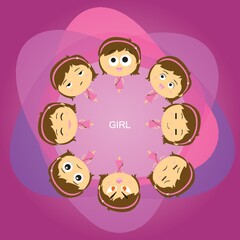 circle of girls with expression