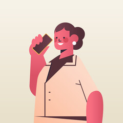 happy businesswoman talking on phone business woman office worker in casual clothes female cartoon character portrait vector illustration