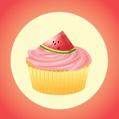 cupcake with watermelon slice topping