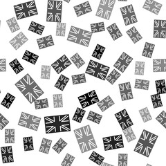 Black Flag of Great Britain icon isolated seamless pattern on white background. UK flag sign. Official United Kingdom flag. British symbol. Vector.