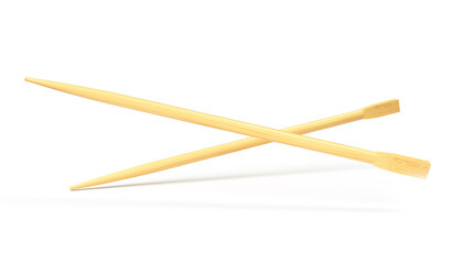 Luxury golden chopsticks isolated on white background. 3D render