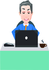 Happy business man working happy in the office