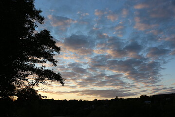 Sunset colored clouds in the sky