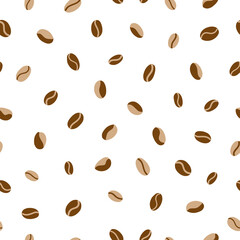 Coffee beans vector pattern. Seamless coffee background. Digital paper with seeds of coffee