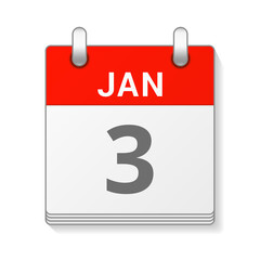January 3 isolated vector calendar icon symbol