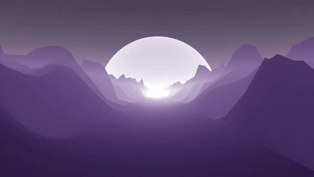 80s retro background loop animation. Retrowave horizon landscape with neon lights and low poly terrain. Perfect for background, vdj. Looped animation.