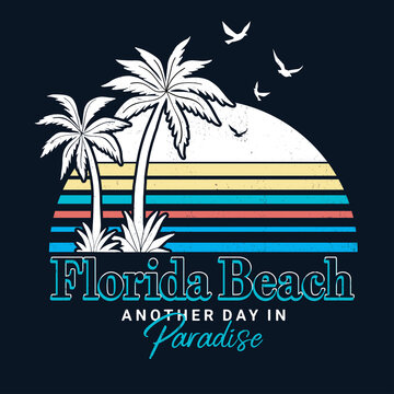 Florida text with palm trees vector illustration for t-shirt and other uses.