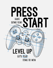 Vector joysticks gamepad  illustration with slogan text, for t-shirt prints and other uses. © cddesign.co
