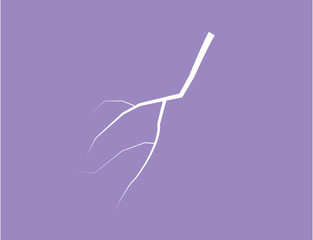 Silhouette Of A Thunder Lightning On A Lilac Background. Vector Illustration