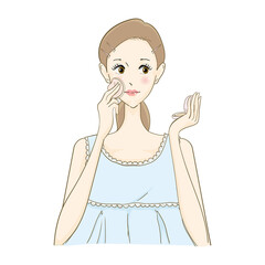 ファンデーションを塗る女性