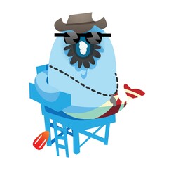 fish cartoon lifeguard