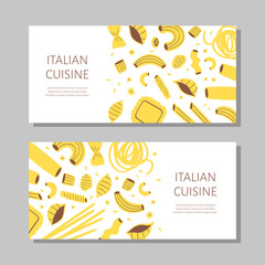 Naklejka premium Vector illustration set of different types of pasta. Hand drawn traditional food in cuisine of Italy isolated on white background use for cooking books, restaurant menu, posters, banners, labels