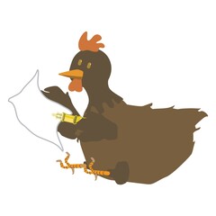 hen holding paper