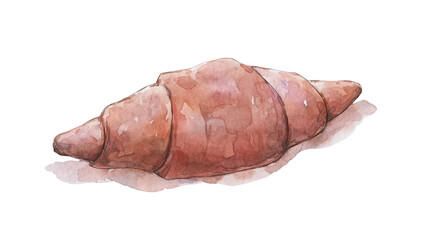 croissant isolated on white watercolor art