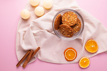 aroma vanilla candles and sliced oranges