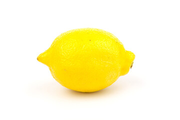 One lemon in close up, isolated on white background