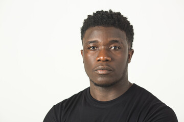 handsome young african man over white background