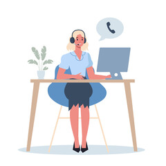 Business character with headphone. Call center office concept.