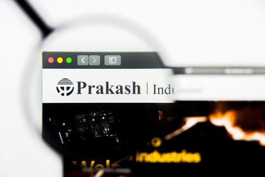 New York, New York State, USA - 19 June 2019: Illustrative Editorial of Prakash Industries website homepage. Prakash Industries logo visible on display screen.