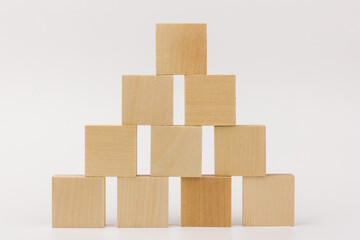 Wooden blocks to build a wall. Concept of new business, partnership, integration and startup