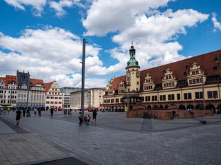 Naklejka premium Marktplatz von Leipzig mit Rathaus in Ostdeutschland