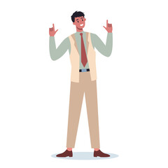 Business people pointing up something. Female and male business