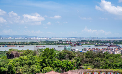 Scenery on both sides of the Lion Ocean in the Pearl River Delta, China
