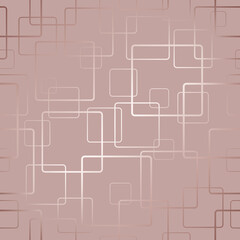 Obraz premium Marble effect with geometric shapes in pastel colors. Seamless pattern. Rose gold background. Vector