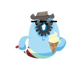 fish cartoon holding ice-cream cone
