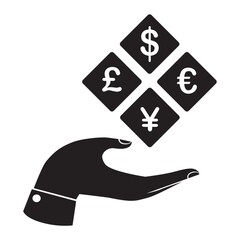 hand with currencies symbol