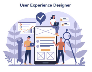 UX UI designer concept . App interface improvement for user.
