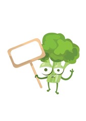 broccoli holding wooden board