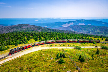 Die Brockenbahn auf dem Brocken im Nationalpark Harz