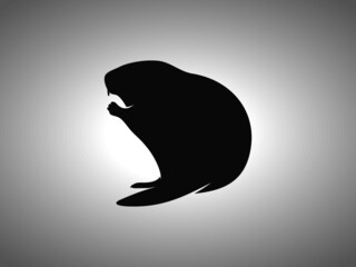 Beaver Silhouette on White Background. Isolated Vector Animal © Abdul