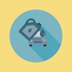 petrol bottle and car