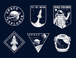 Set of space and astronaut , patches, emblems, badges and labels. © cddesign.co