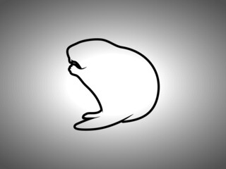 Beaver Silhouette on White Background. Isolated Vector Animal