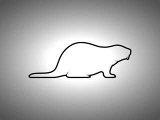 Beaver Silhouette on White Background. Isolated Vector Animal