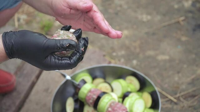 Cooking kebab lula outdoors