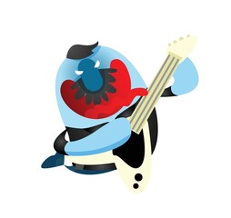 fish cartoon playing electric guitar