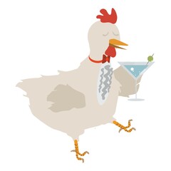 hen holding wineglass