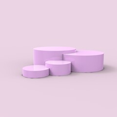 3D rendering Podium scene or 3D round pillar stand scene and winner pedestal in studio on  gray or pink minimal background