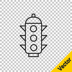Black line Traffic light icon isolated on transparent background. Vector.