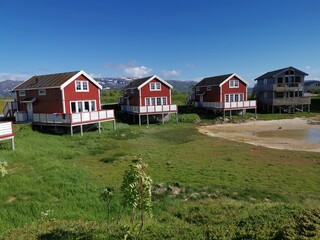 Fototapeta na wymiar Sommarøy Arctic Hotel Rorbu Beach Tromsø Northern Norway